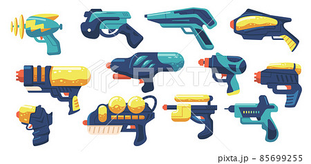 Set Blaster Kid Toy Guns, Handguns or Rayguns Weapon. Pistols for Game, Alien Space Arms or Child Laser Weapon 85699255