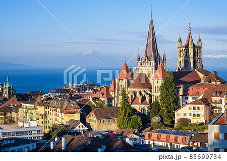 Lausanne city on Lake Geneva, Switzerland 85699734