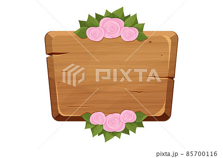 Wood frame, plank decorated with flowers and leaves, boarder in cartoon style isolated on white background. Rural, vintage signboard, romantic empty panel. Wood frame, plank decorated with flowers and leaves, boarder in cartoon style isolated on white background. Rural, vintage signboard, romantic empty panel. 85700116