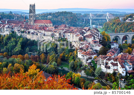 Fribourg historical Old town, Switzerland 85700146