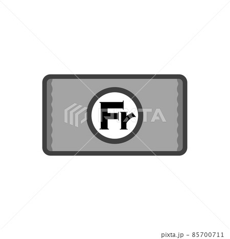 スイスとリヒテンシュタインの通貨のスイスフラン・Frのマーク入りの紙幣 - シンプルなお金のアイコン 85700711