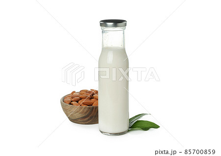 Concept of vegan milk isolated on white background Concept of vegan milk isolated on white background 85700859