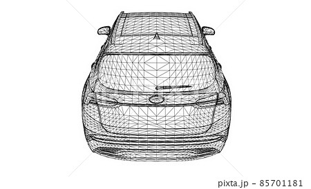 Abstract Creative vector car SUV large city OFF-ROAD vehicle lines connected to points 85701181