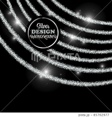Silver sparkles on dark abstract background, vector silver dust stream, design element 85702977