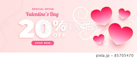 lovely valentines day discount and sale banner with pink hearts 85705470