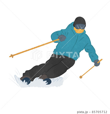 スキーを滑っている人のイラスト 01のイラスト素材