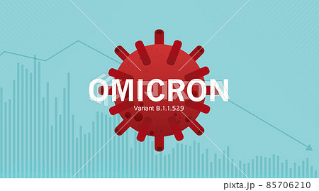 Global Economic Downfall Because of the B.1.1.529 Omicron of covid 19 virus. New variant omicron outbreak from Africa. chart or graph show fall and crisis of economy, finance. vector design 85706210