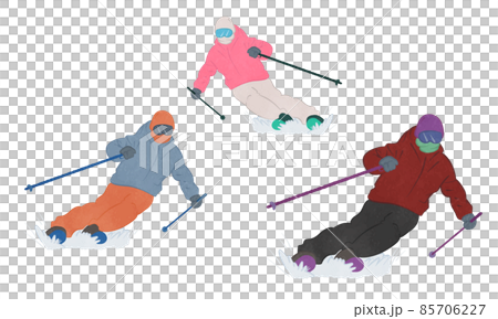 スキーを滑っている人のイラストセット 85706227