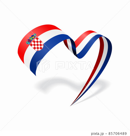 Croatian flag heart shaped ribbon. Vector illustration. 85706489