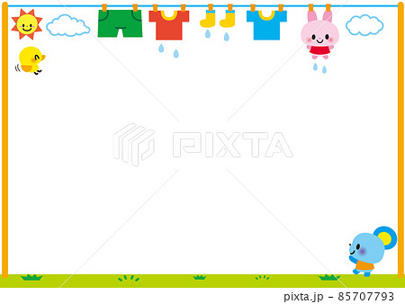 蟷螂子　イラスト 洗濯場 A4サイズ 白フレーム 蟷螂子 イラスト 洗濯場 A4サイズ 白フレーム 蟷螂子 イラスト 洗濯場