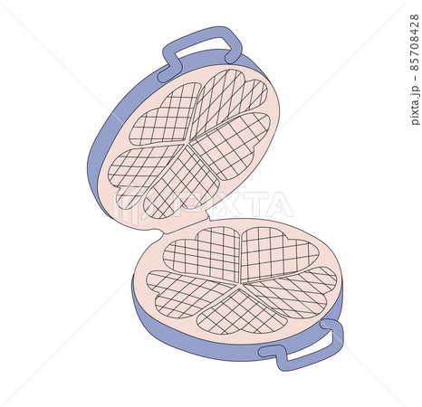 Waffle iron vector stock illustration. Kitchen utensils for making waffles. Isolated on a white background. Waffle iron vector stock illustration. Kitchen utensils for making waffles. Isolated on a white background. 85708428