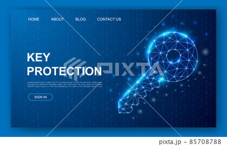 3d Key polygonal website template. Security design illustration concept. Low poly Key symbol for homepage, promotion banner design. 85708788