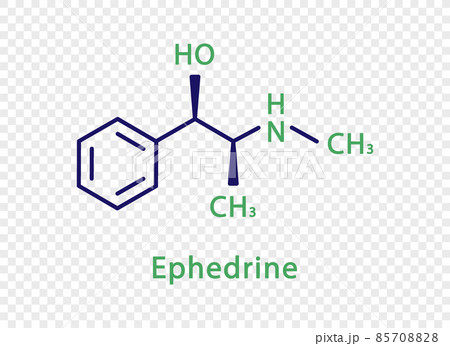 Ephedrine chemical formula. Ephedrine structural chemical formula isolated on transparent background. 85708828