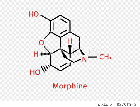Morphine chemical formula. Morphine structural chemical formula isolated on transparent background. 85708845
