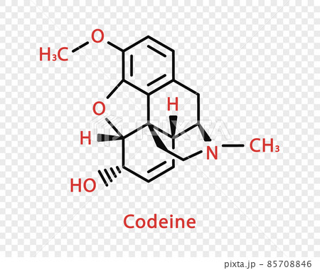 Codeine chemical formula. Codeine structural chemical formula isolated on transparent background. 85708846