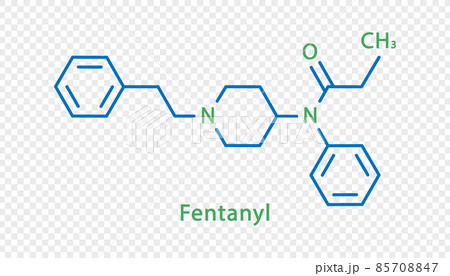 Fentanyl chemical formula. Fentanyl structural chemical formula isolated on transparent background. 85708847