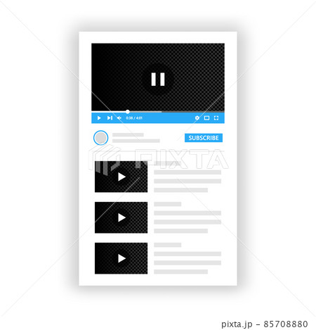 Video player elements for popular app interface. Multimedia player application template. Video screen design for mobile apps. 85708880