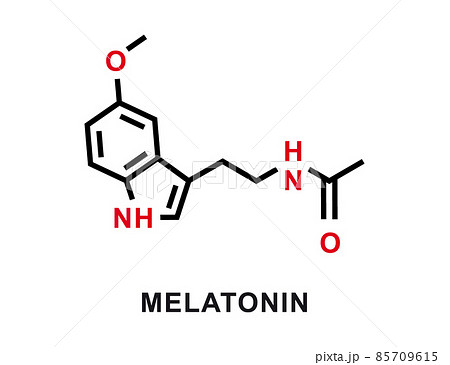 Melatonin chemical formula. Melatonin chemical molecular structure. Vector illustration 85709615