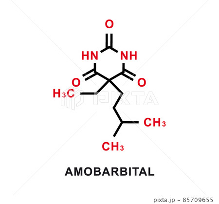 Amobarbital chemical formula. Amobarbital chemical molecular structure. Vector illustration 85709655