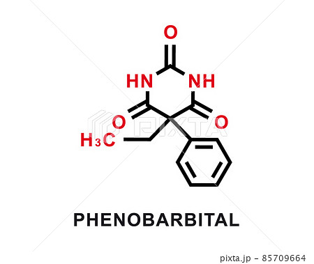 Phenobarbital chemical formula. Phenobarbital chemical molecular structure. Vector illustration 85709664