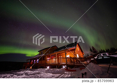Strong Aurora over sky at Fairbanks, Alaska Strong Aurora over sky at Fairbanks, Alaska 85709963