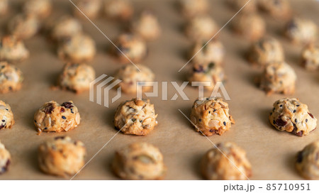 grains cookies on waxed sheet. grains cookies on waxed sheet. 85710951