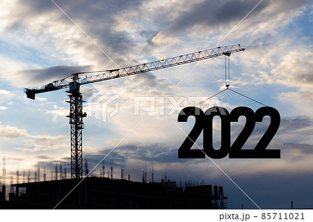 Construction crane lifts the 2022 85711021