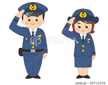 敬礼する警察官の男女 敬礼する警察官の男女 85712256
