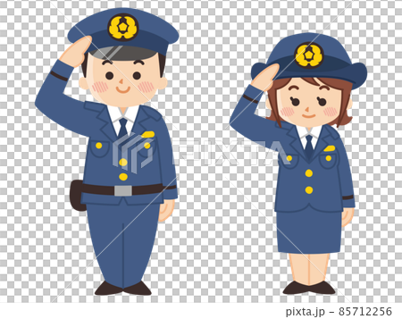 敬礼する警察官の男女 敬礼する警察官の男女 85712256