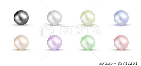 Pearl vector stone necklace silver perl gold shell icon. Pink black pearl round crystal gem Pearl vector stone necklace silver perl gold shell icon. Pink black pearl round crystal gem 85712261