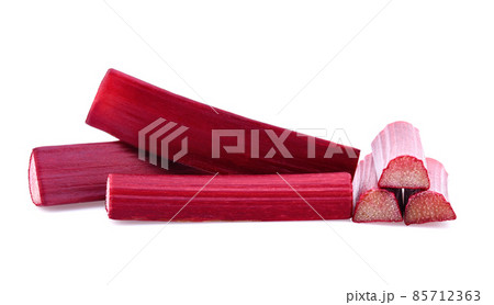 Rhubarb stalks on a white background Rhubarb stalks on a white background 85712363