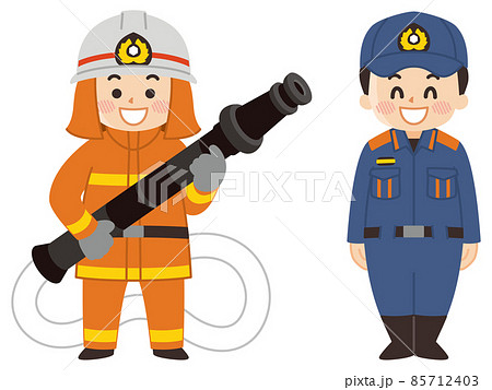 消防士の男性 火事 レスキュー隊員のイラスト素材