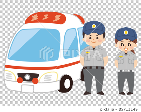 救急救命士と救急車　医療従事者 85713149