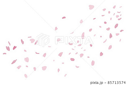 水彩画イラスト。舞う桜の花びら。桜の花びらの背景イラスト。 85713574