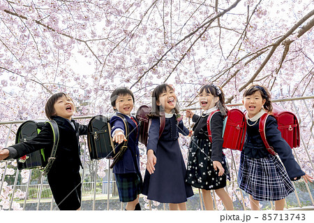桜の咲く公園に集う新一年生 桜の咲く公園に集う新一年生 85713743