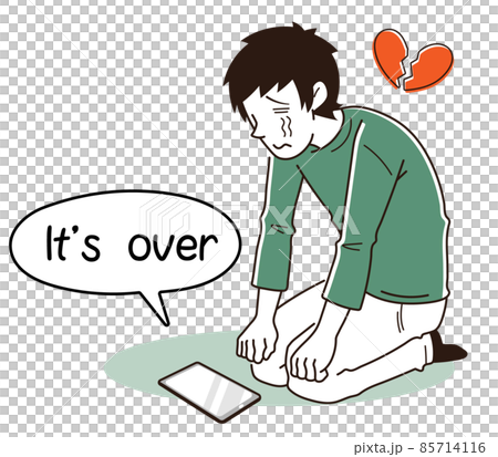 スマホで別れを告げられた男性 85714116