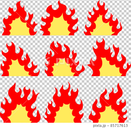 Simple and cartoon-style flame illustrations on fire 85717613