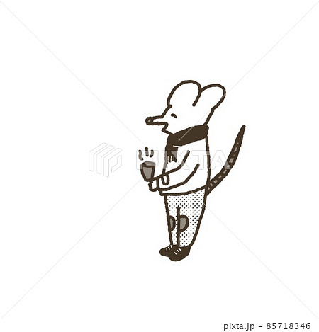 ねずみさんとホットドリンクイラスト 85718346