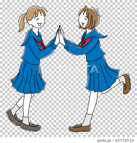 受験に合格して喜ぶ女子学生たち 85718510