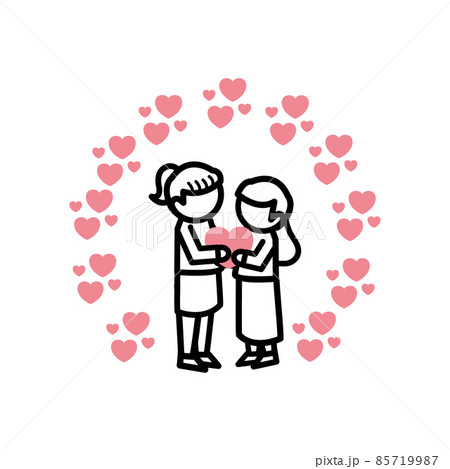 レズビアン　カップル　バレンタイン　シンプル 85719987