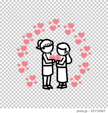 レズビアン　カップル　バレンタイン　シンプル 85719987