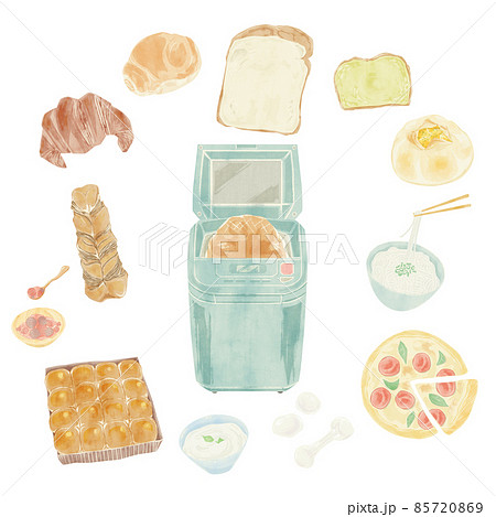 ホームベーカリーで作れるパン手描き水彩イラスト 85720869
