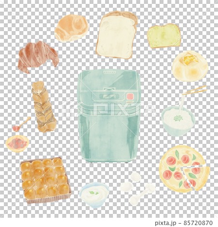 ホームベーカリーで作れるパン手描き水彩イラスト 85720870