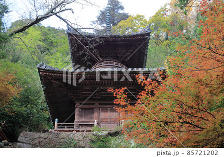 四国霊場第71番札所「弥谷寺」多宝塔と紅葉(見ごろ) 四国霊場第71番札所「弥谷寺」多宝塔と紅葉(見ごろ) 85721202