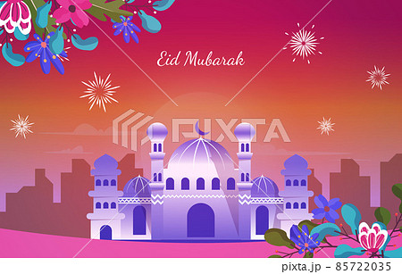 Night Mosque Eid Mubarak Muslim Islamic Celebration Vector Illustration Night Mosque Eid Mubarak Muslim Islamic Celebration Vector Illustration 85722035