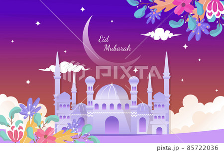 Night Mosque Eid Mubarak Muslim Islamic Celebration Vector Illustration Night Mosque Eid Mubarak Muslim Islamic Celebration Vector Illustration 85722036