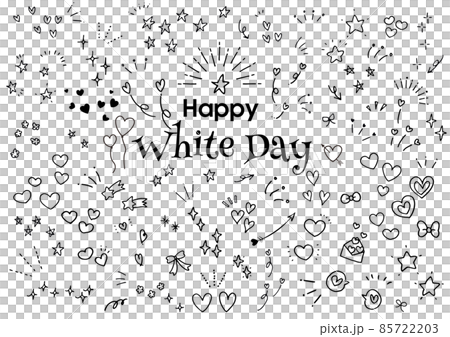 手寫的手寫的白色情人節塗鴉圖標集 85722203