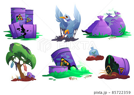 Environment contamination, nature pollution set 85722359