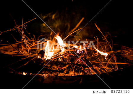 fire and flames. Flames and burning sparks close up, fire patterns. flames from the fire. Night bonfire, logs are on fire, sparks fly. soft focus.shallow focus effect.. fire and flames. Flames and burning sparks close up, fire patterns. flames from the fire. Night bonfire, logs are on fire, sparks fly. soft focus.shallow focus effect.. 85722416