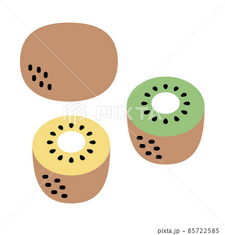 シンプルなキウイフルーツ(緑・黄色) イラストセット シンプルなキウイフルーツ(緑・黄色) イラストセット 85722585